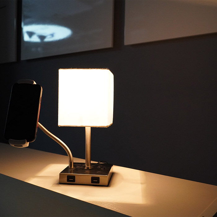 Usb Charging Fabric Table Lamp