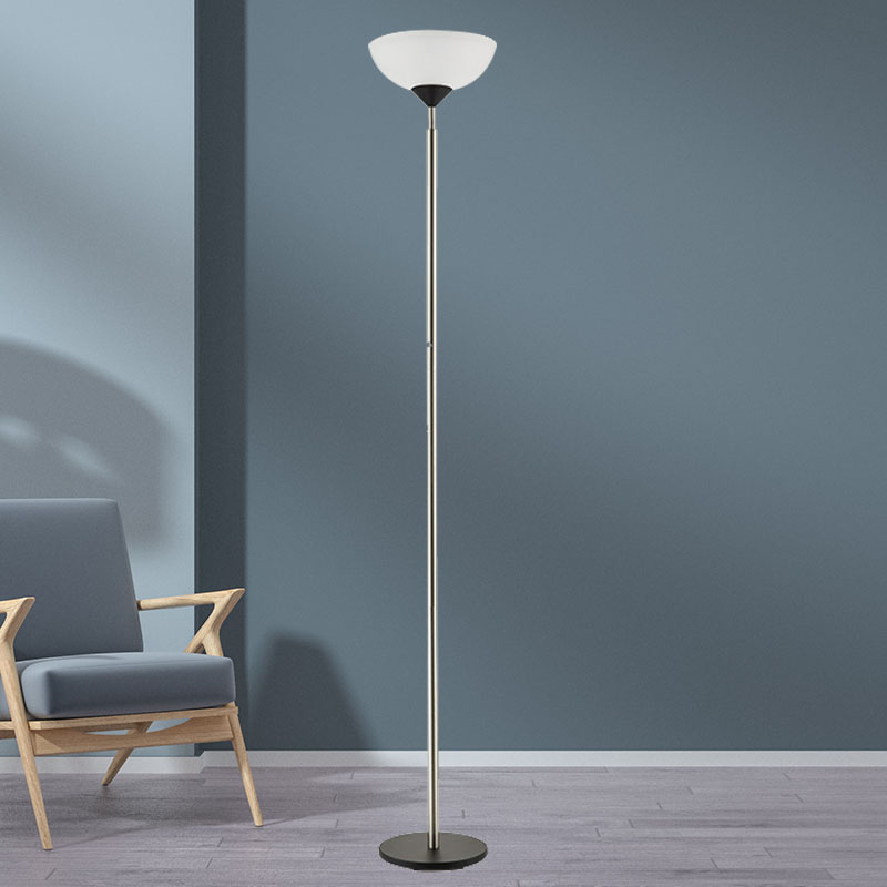 White Plastic Lamp Shade Single Pole Floor Lamp